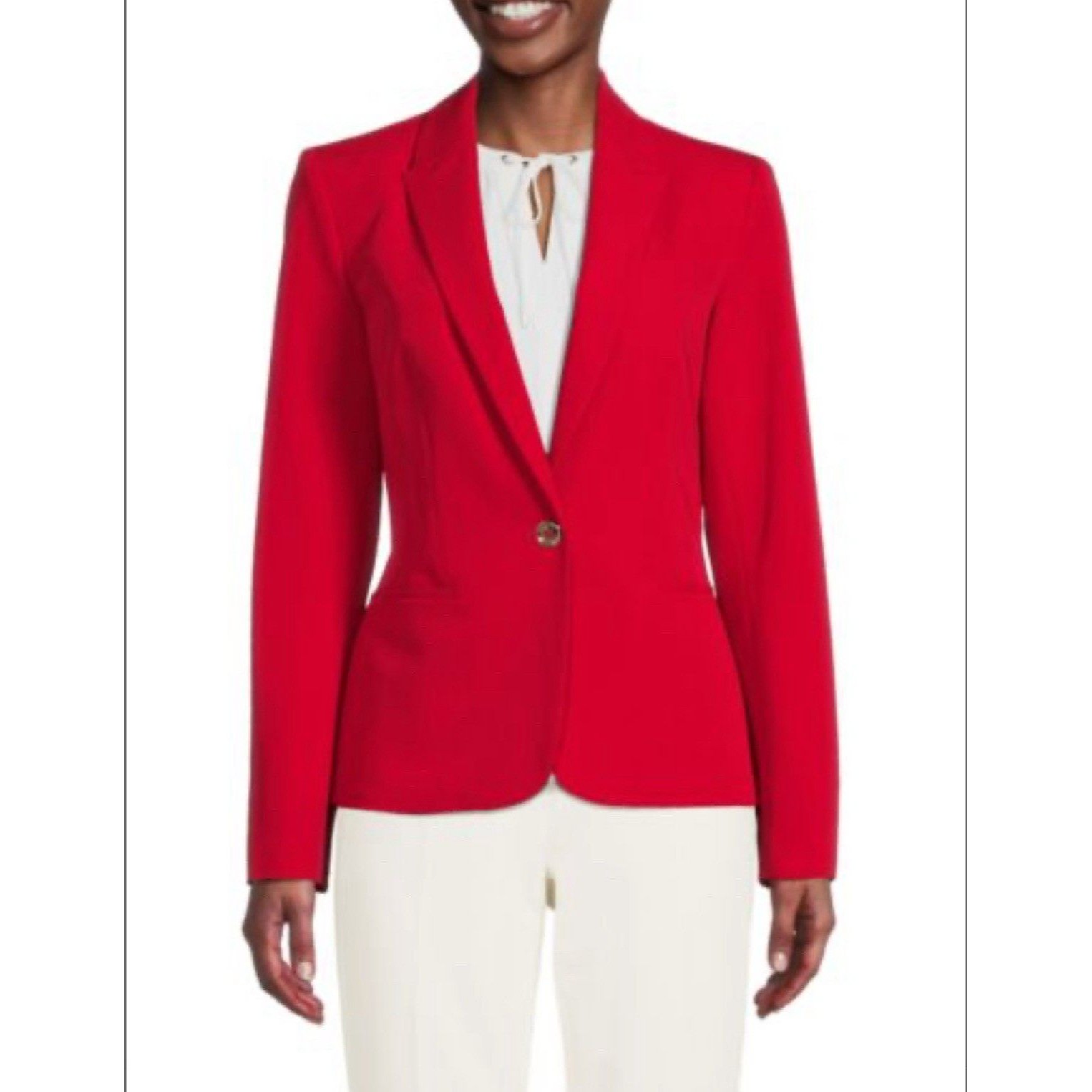 Tommy Hilfiger Women’s Red Coral Blazer Business Jacket One Button Sz 14